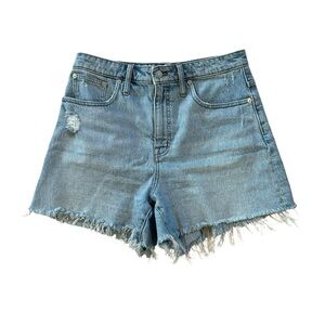 Madewell Light Blue Curvy High-Rise Frayed Jean Denim Women's Shorts Size 30